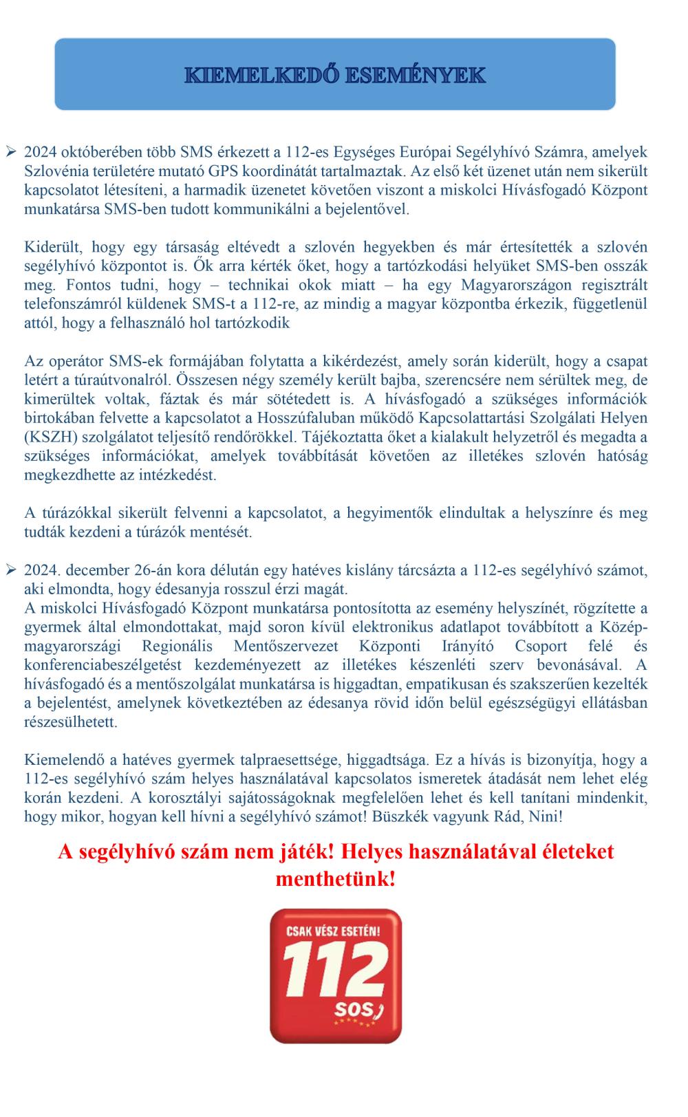 Az Orfk Rfi Ugyeleti Foosztaly 112 Es Hirlevele 2025 01 30 2