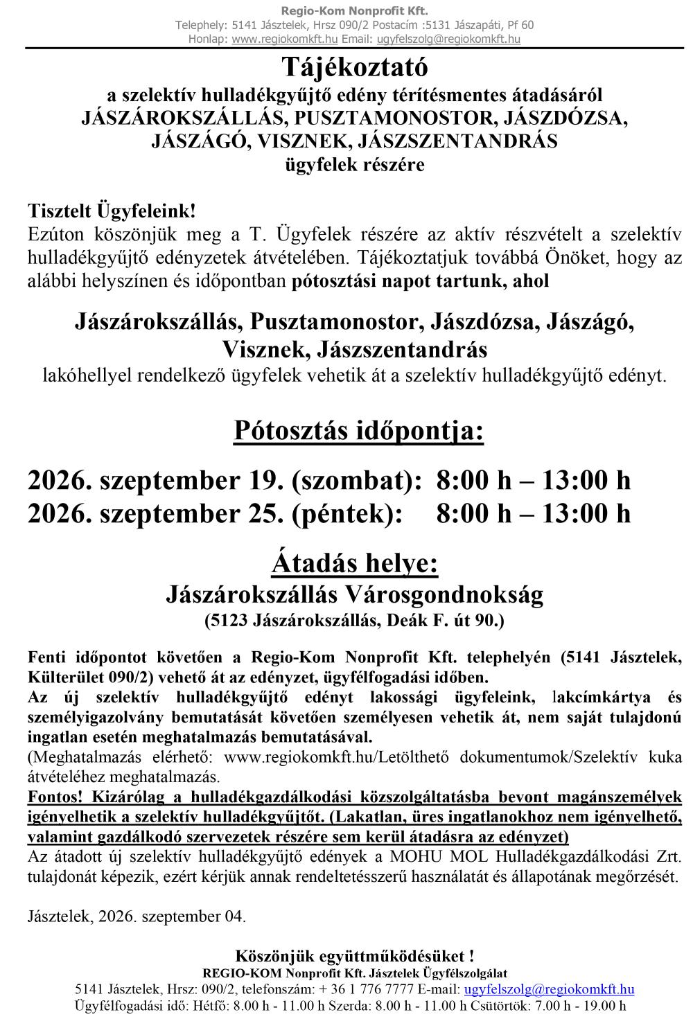 Tajekoztato 2026 09 08 Tajekoztato 2026 09 08